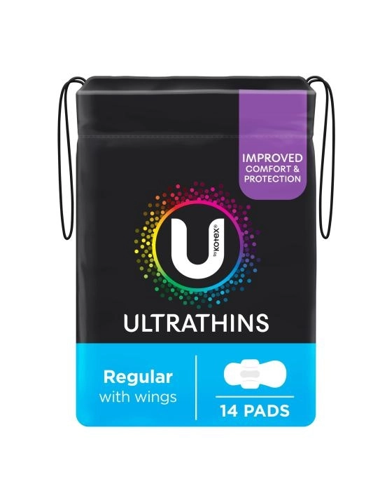 U by Kotex Regular Ultrathins Pads with Wings 14 Pack