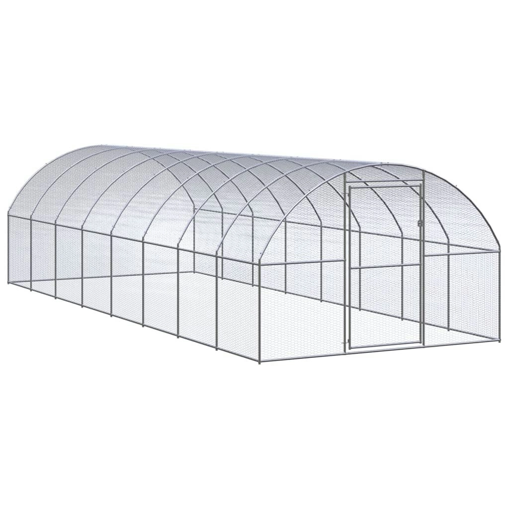 Outdoor Chicken Coop 3x8x2 m Galvanised Steel 3095466