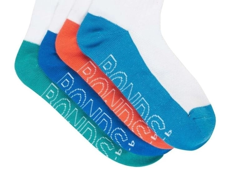 16 Pairs Bonds Kids Socks Boys Lightweight Low Cut White Blue Teal Orange 05K