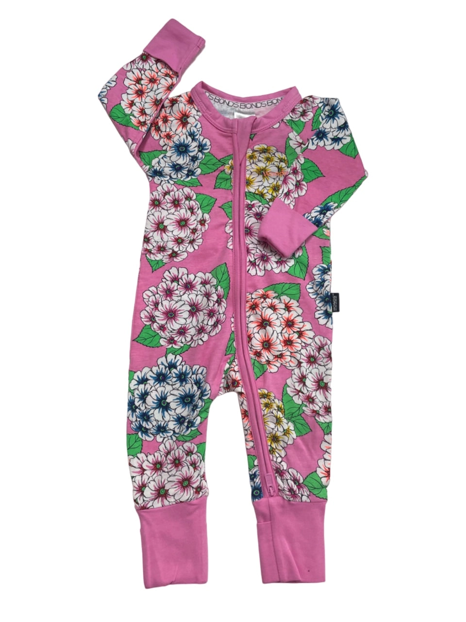 3 x Bonds Baby 2-Way Zip Wondersuit Coverall Pink Multi Floral