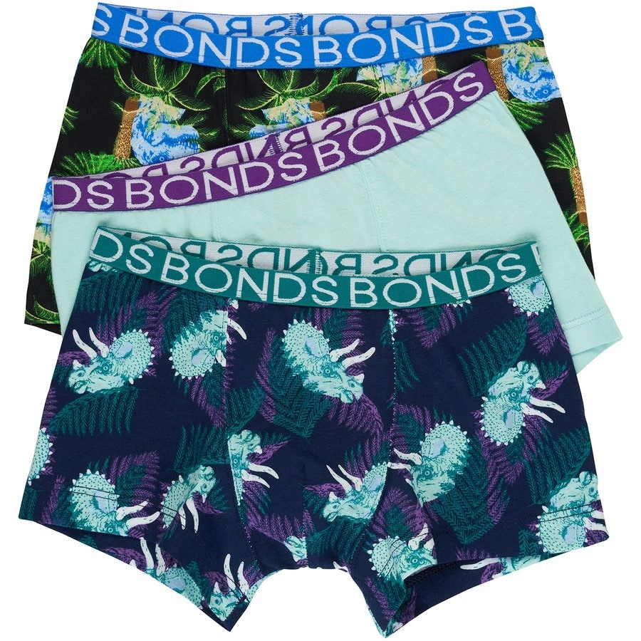 Bonds 3 Pairs Boys Trunks Underwear Dinosaur Print 8Vi