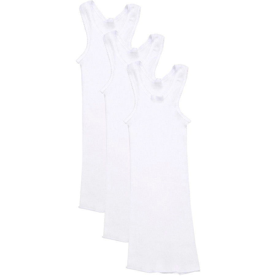 3 Pack X Bonds Baby Ribbed Singlets Vest White