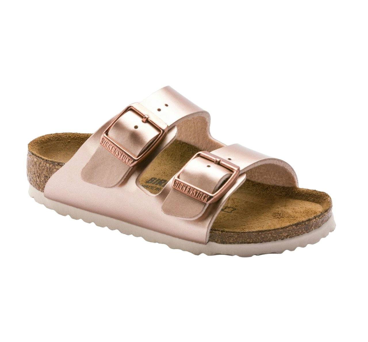 Kids Birkenstock Arizona Birko-Flor Metallic Copper Unisex Slip On Sandals