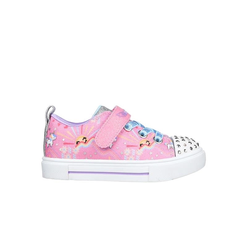 Infant Toddlers Skechers Twinkle Sparks - Unicorn Sunshine Pink/Multi Comfy Walking Shoe