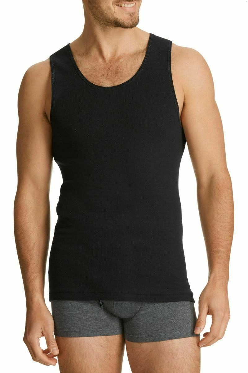 6 x Bonds Chesty Mens Singlets - Black