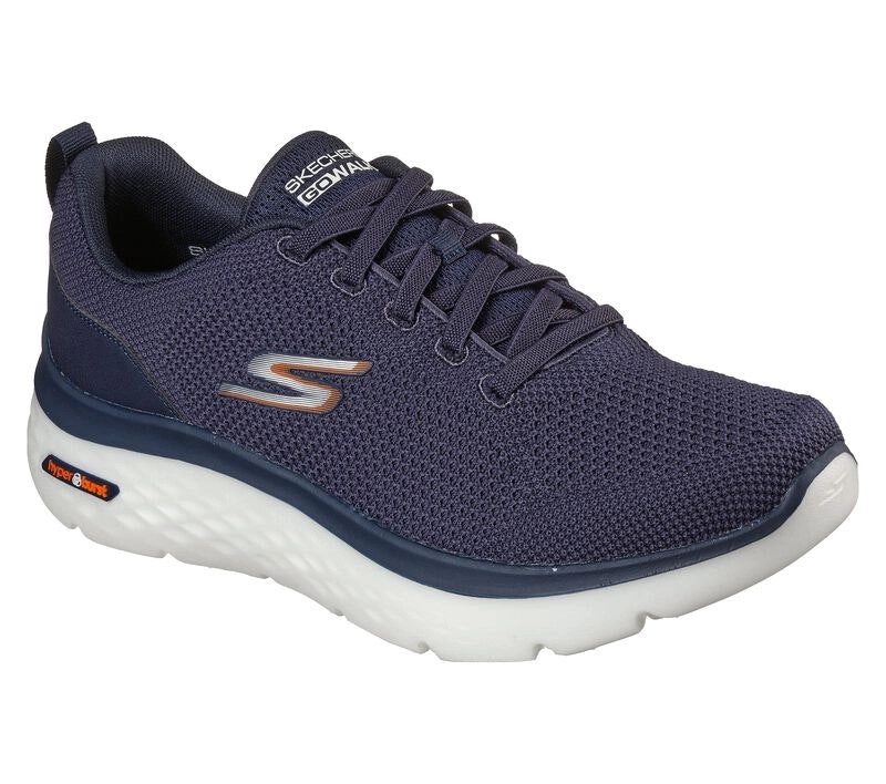 Mens Skechers Go Walk Hyper Burst - Nanocore Navy/Orange Walking Shoes