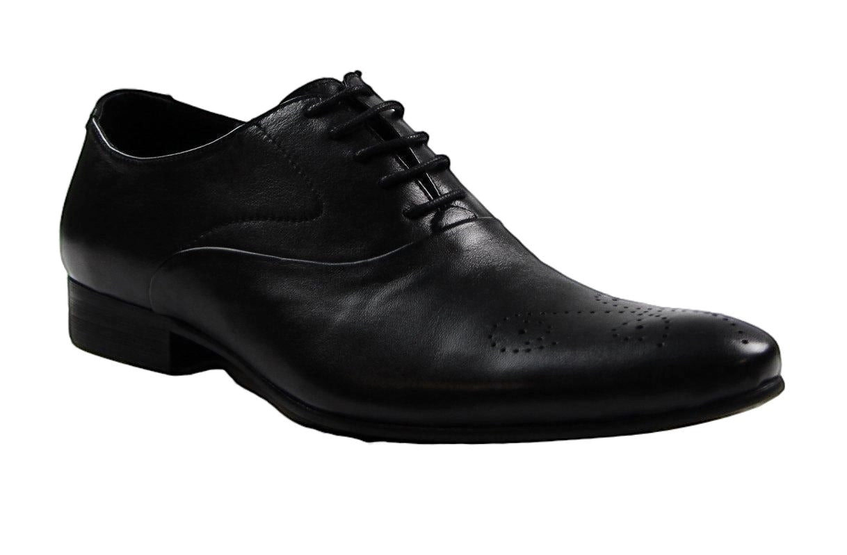 Mens Zasel Justin Black Leather Lace Up Shoes