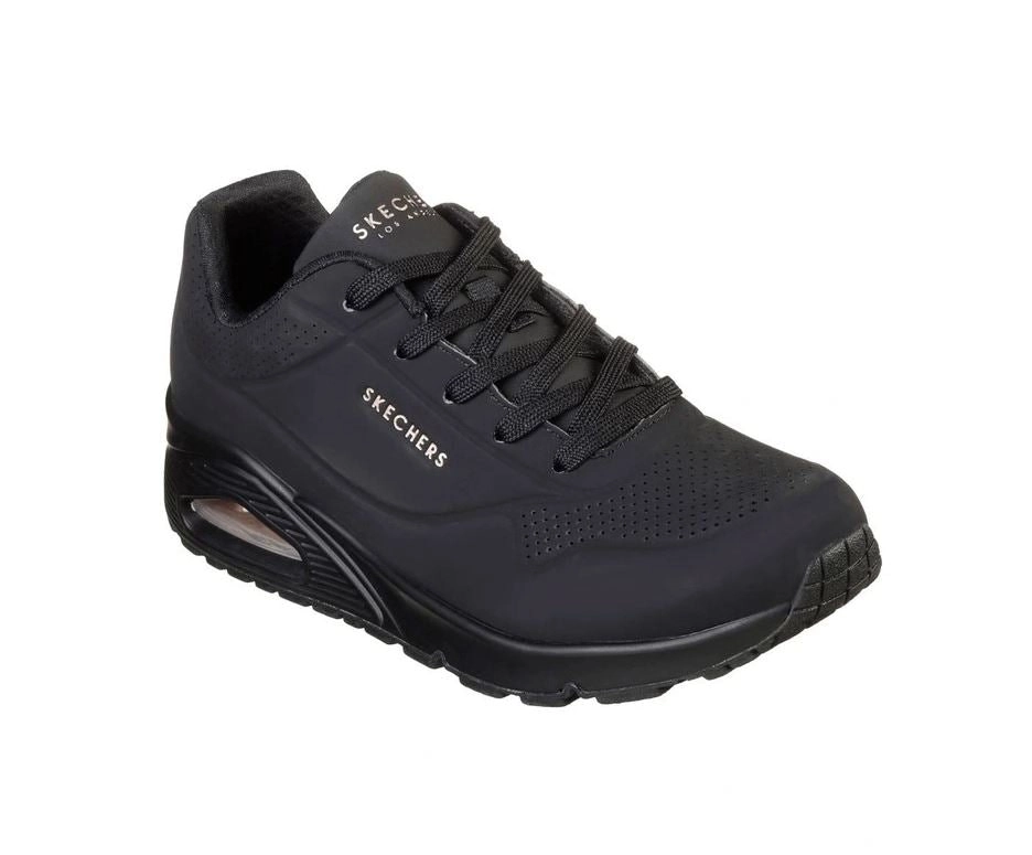 Mens Skechers Uno - Stand On Air Black/Black Sneaker Shoes