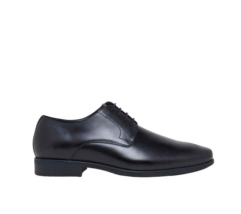 Mens Hush Puppies Nero Black Leather Lace Up Work Formal Shoes