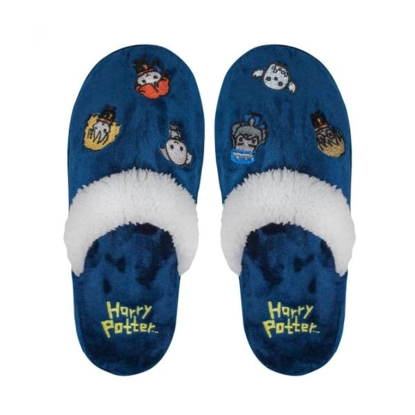 Mens Womens Harry Potter Kawaii Slippers Dark Blue - M/L