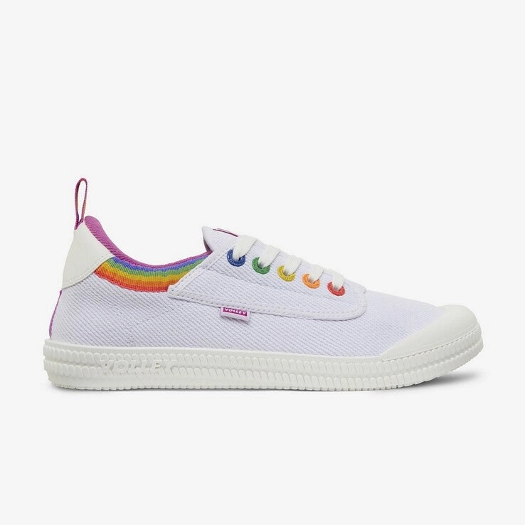 Pride Heritage Low Volleys Volley Casual Mens Womens White Rainbow Lgbt Shoes