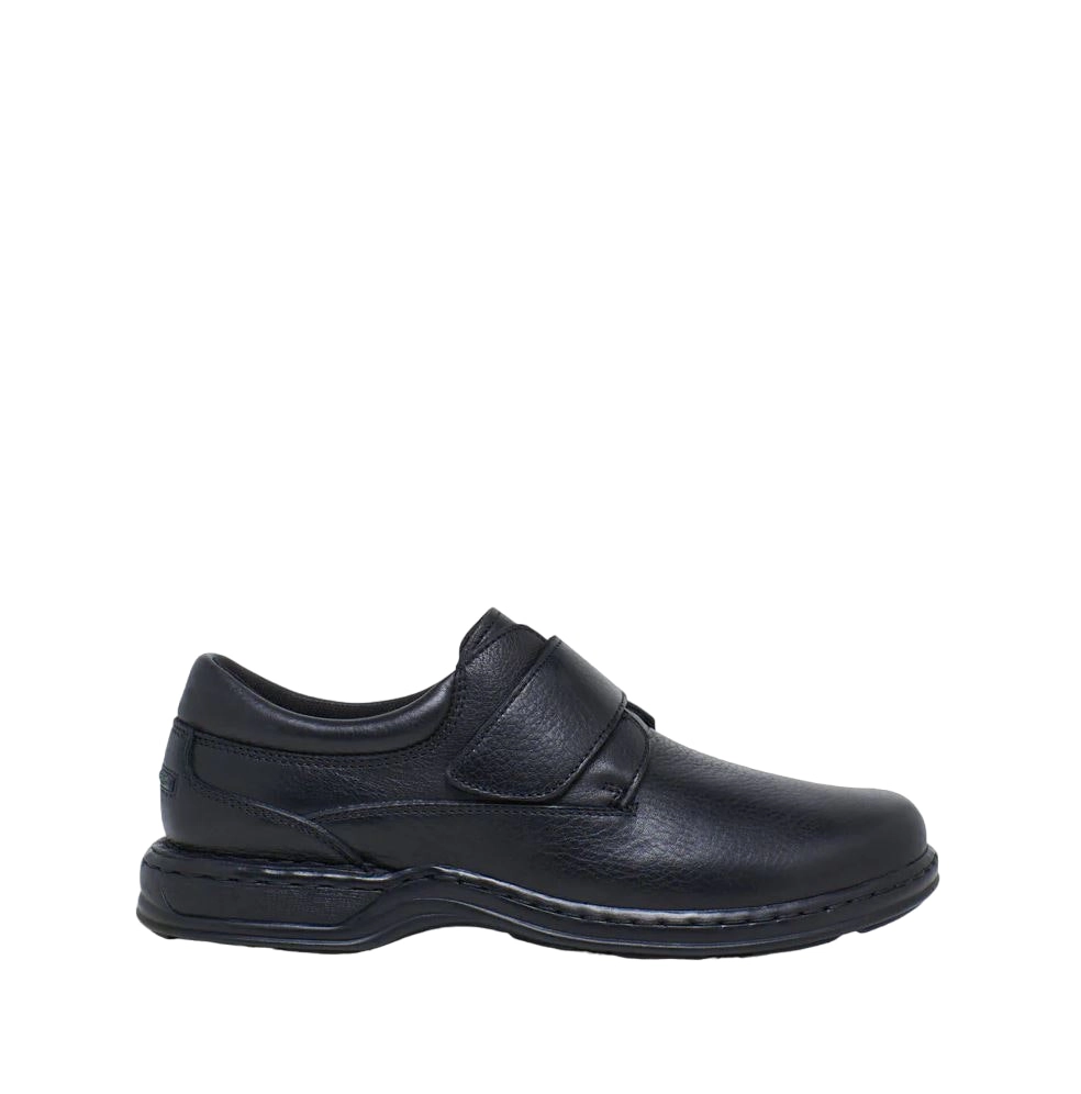 Mens Hush Puppies Roland Black Leather Walking Casual Slip On Shoes