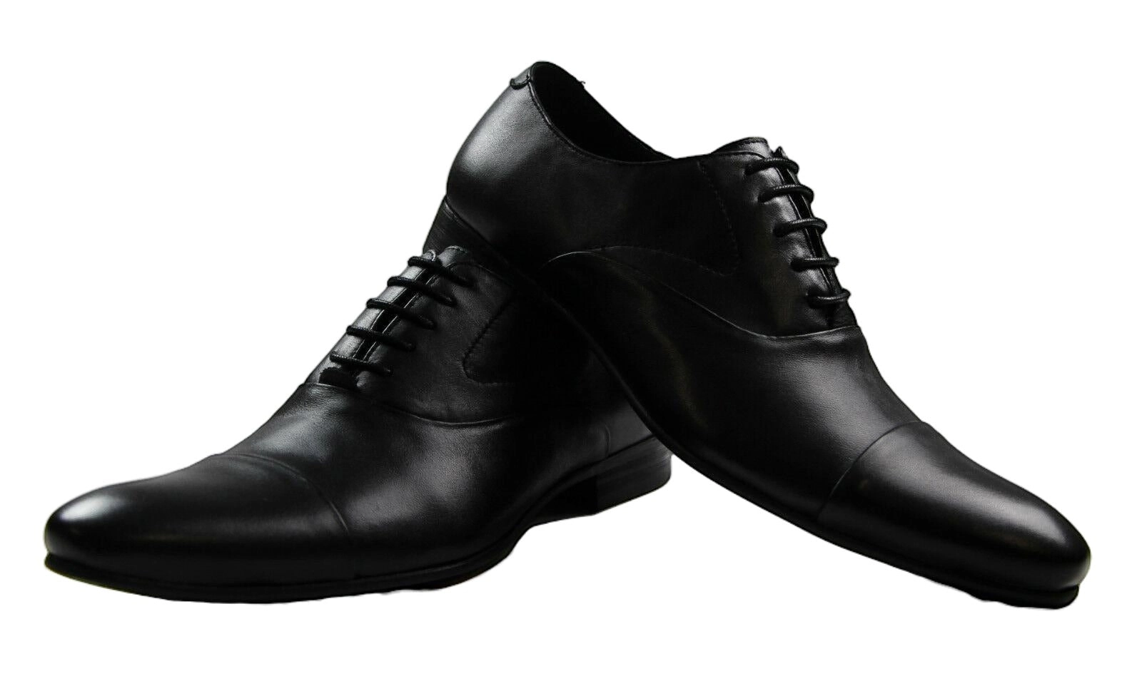 Mens Zasel Santos Black Leather Lace Up Work Formal Casual Dress Wedding Shoes