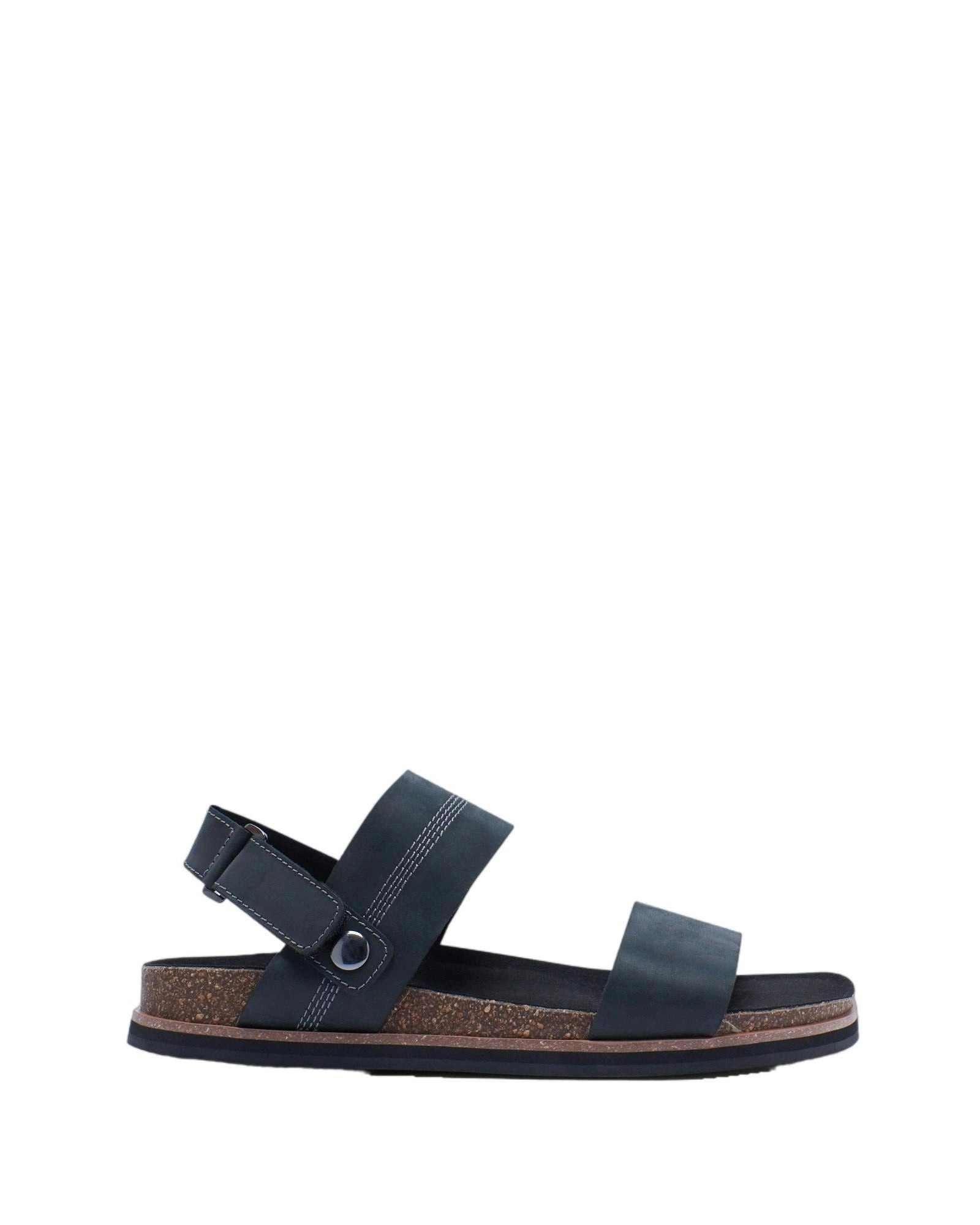 Mens Hush Puppies Cobber Black Sandals Slip On Leather Flip Flop