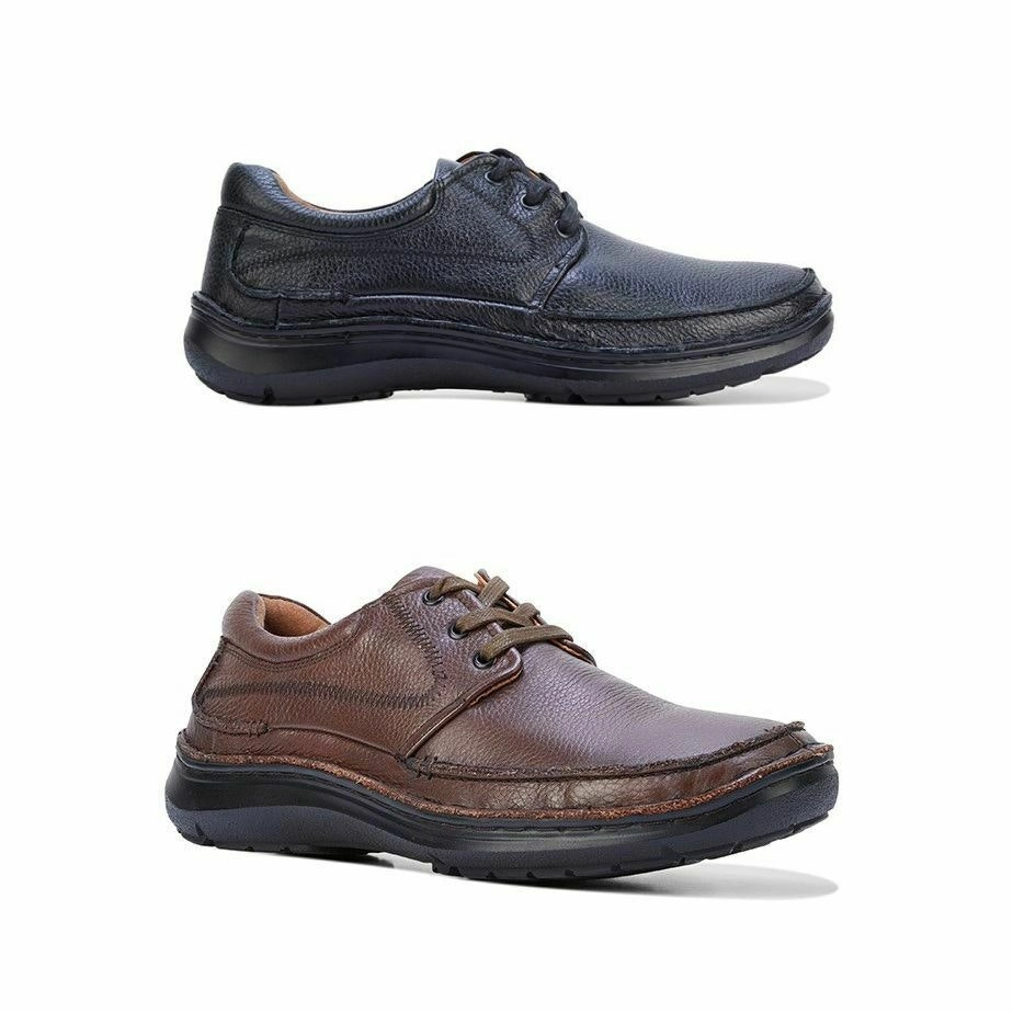 Hush Puppies Borrow Shoes Lace Up Black Brown Extra Wide Casual Dress Shoes