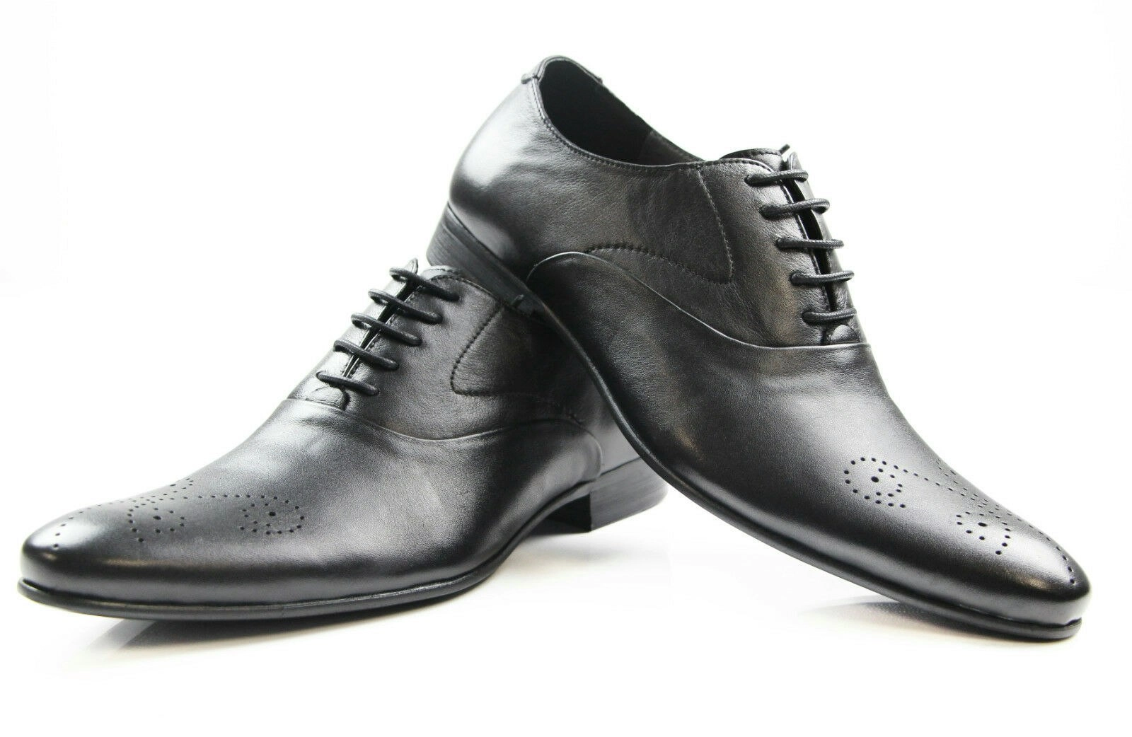 Mens Zasel Justin Black Leather Lace Up Work Formal Casual Work Dress Shoes