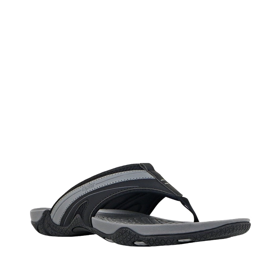 Mens Lightning Bolt Wayne Black/ Grey Thongs Sandals Flip Flops