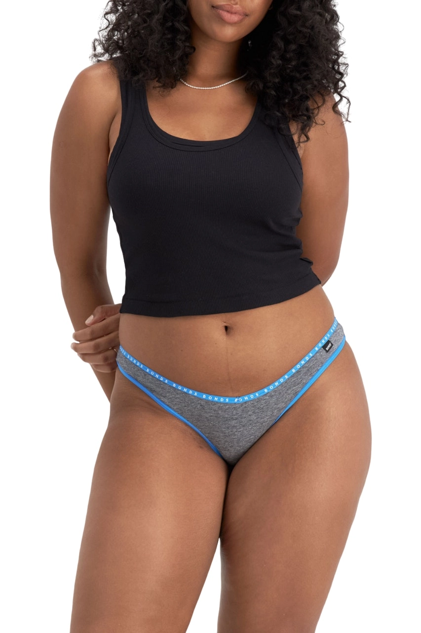 4 x Womens Bonds Hipster V Bikini Ladies Underwear Dark Grey/Blue