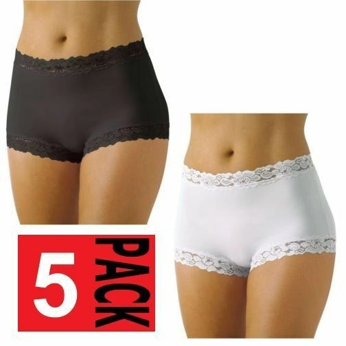 5 Pairs Womens Jockey Parisienne Full Brief Underwear Black White Plus Size 10-22