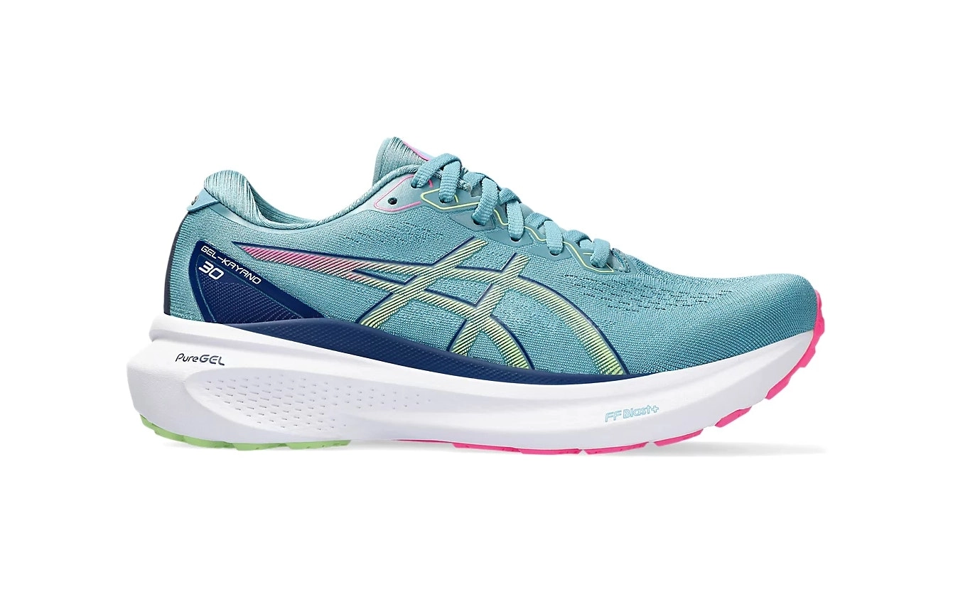 Womens Asics Gel-Kayano 30 Gris Blue/ Lime Green Athletic Running Shoes