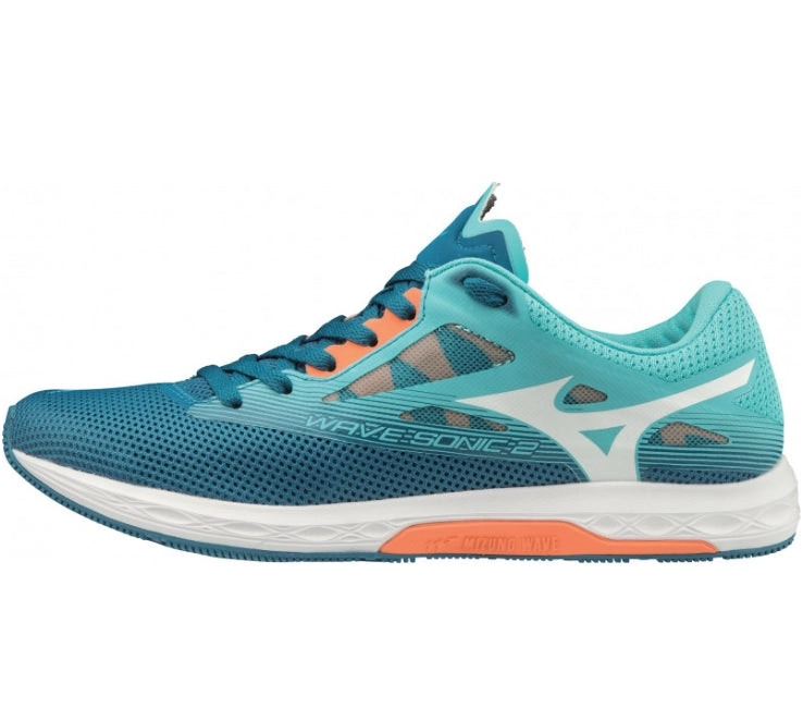 Mizuno Wave Sonic 2 Womens Running Shoes Blue Turquoise Orange