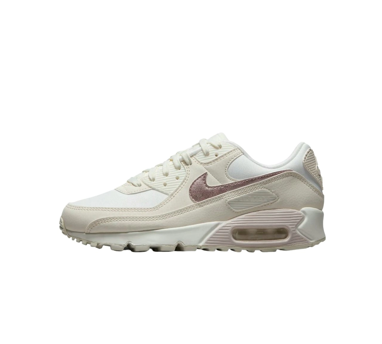 Womens Nike Air Max 90 Sail/ Pink Oxford Athletic Shoes