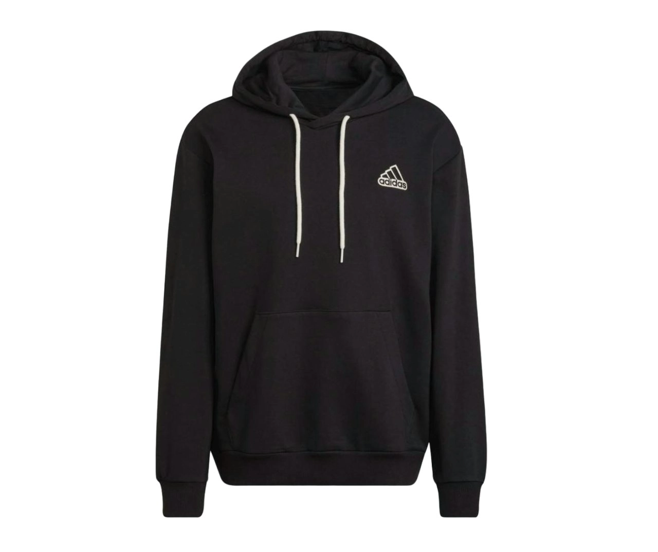 Adidas Mens Essentials Feel Comfy Black French Terry Logo Hoodie