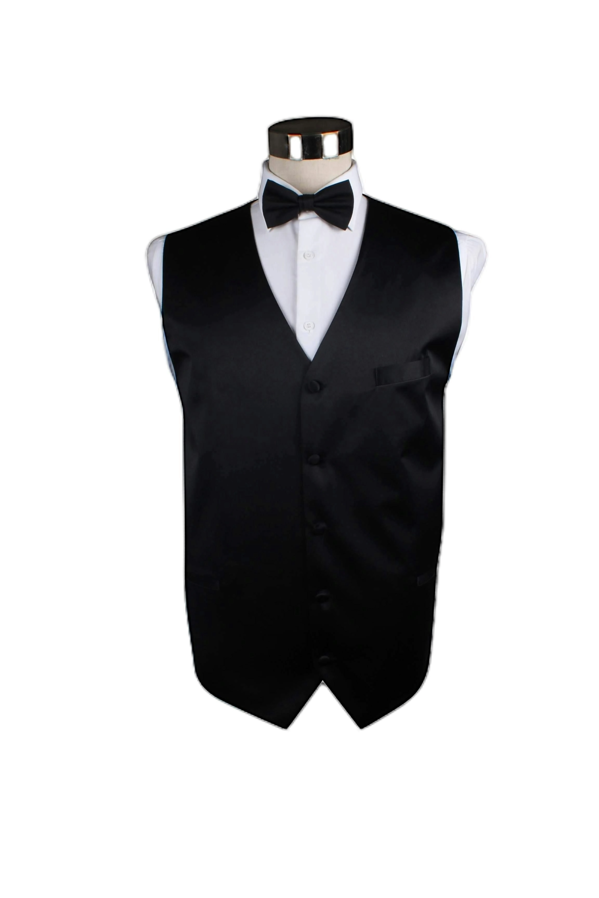 Mens Black Vest Waistcoat With Chest Pocket