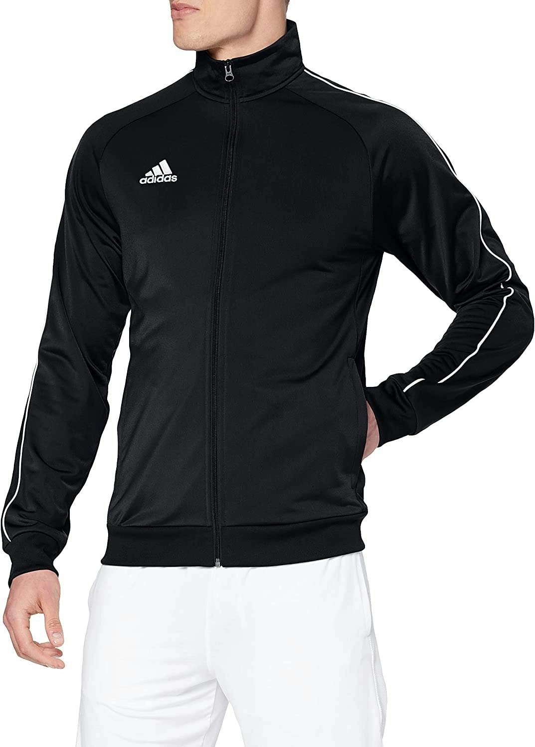 Mens Adidas Core 18 Pes Zip Up Jacket Athletic Training Black/White