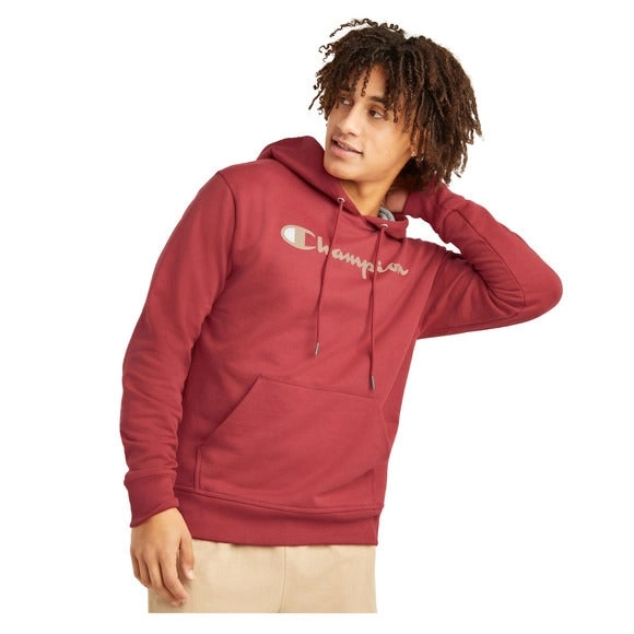 Mens Champion Powerblend Redwood Red Logo Graphic Hoodie