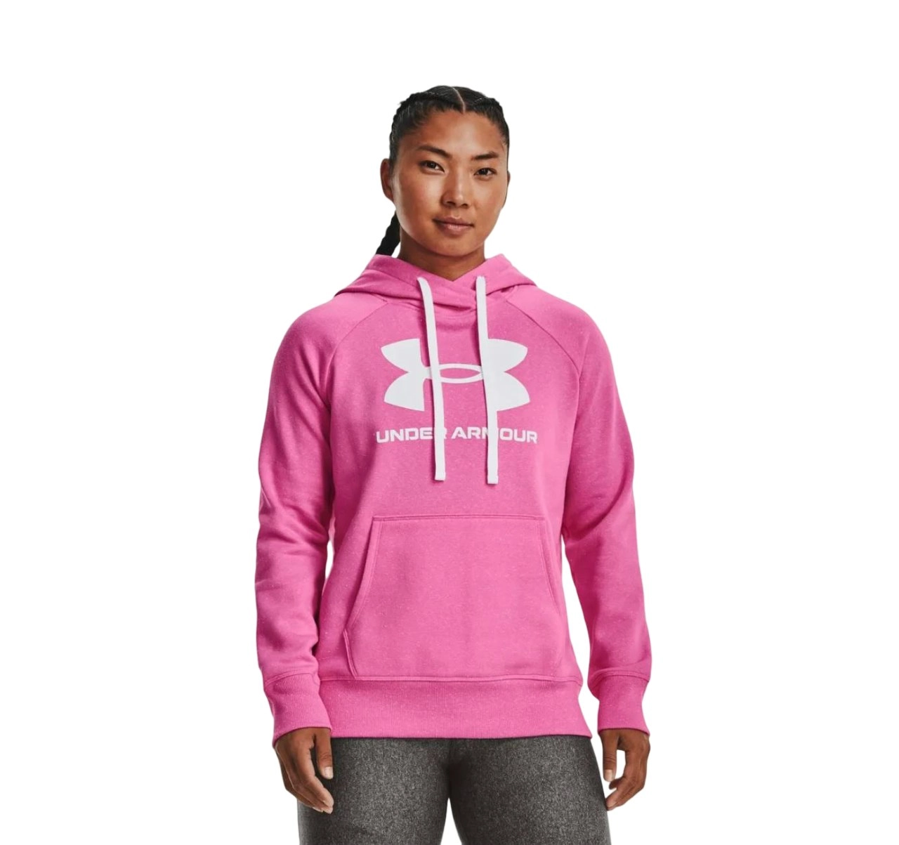 Womens Under Armour Rival Fleece Logo Pink Edge Hoodie