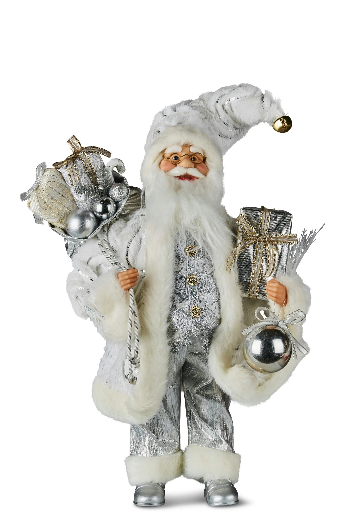 Swishmas White & Silver Santa Claus 46cm Figurine Statuette