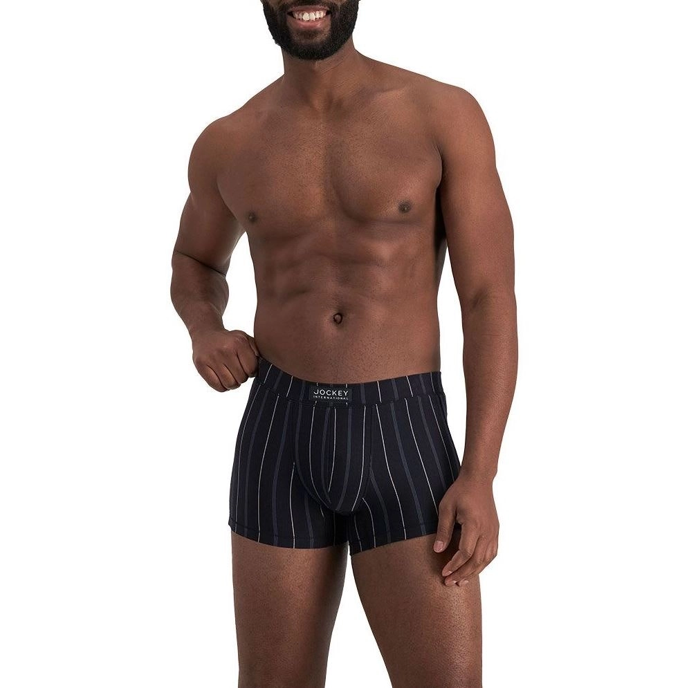 Jockey Mens London Trunks Underwear Striped Black Jocks