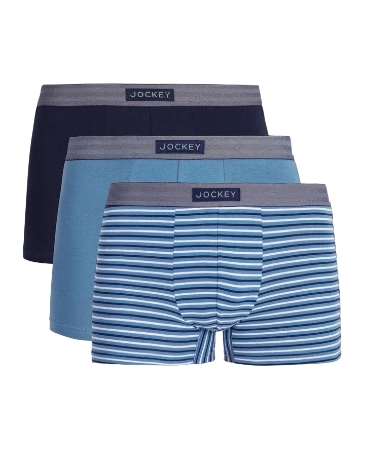 6 x Mens Jockey Comfort Classics Trunks Underwear Blue Pack