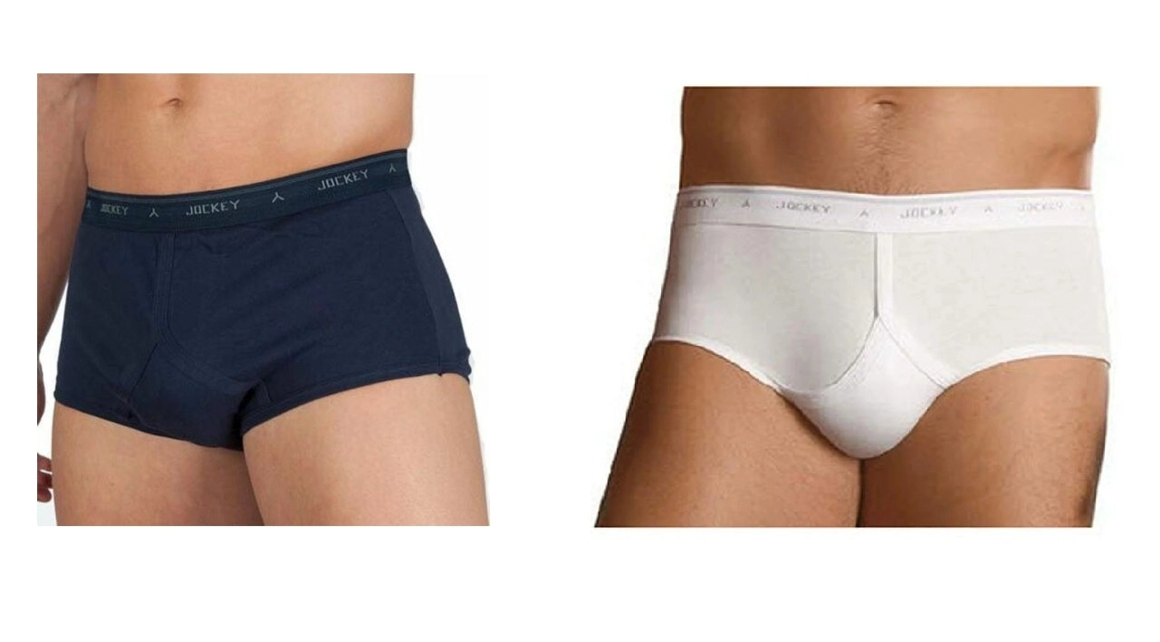 2 x Jockey White / Navy Y-Front Mens Underwear Briefs