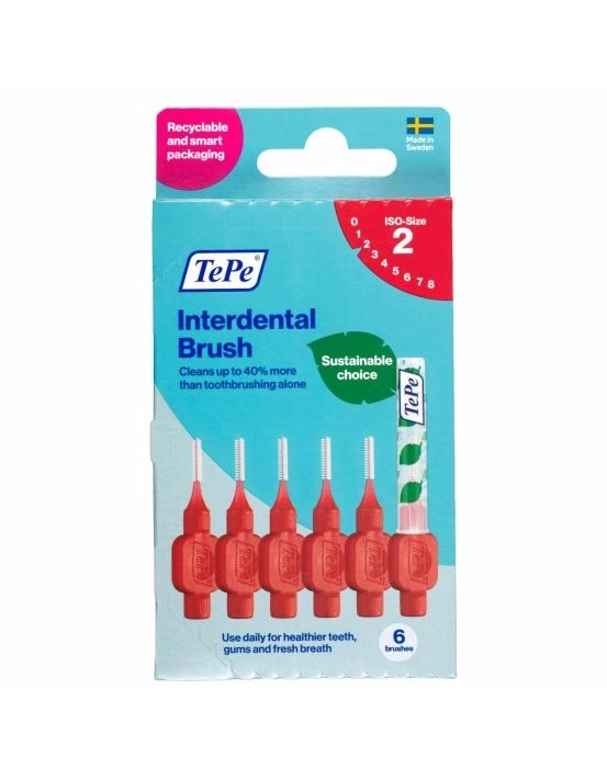 TePe Interdental Brush Size 2 Red 0.5mm 6 Pack