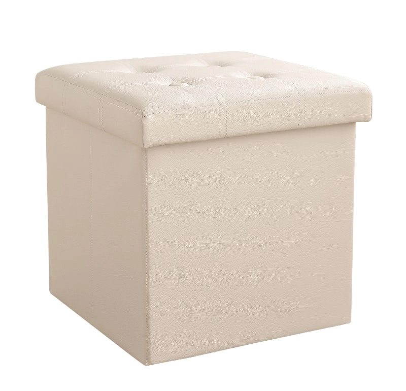 50L PU Leather Ottoman Foldable Storage Stool (White/Cream)