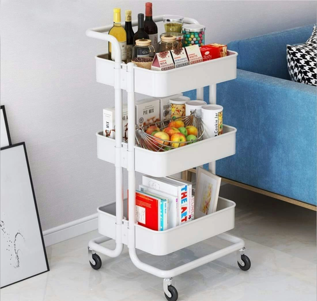 3-Tier Multipurpose Storage Rolling Organizer Rack Shelf Utility Cart Trolley