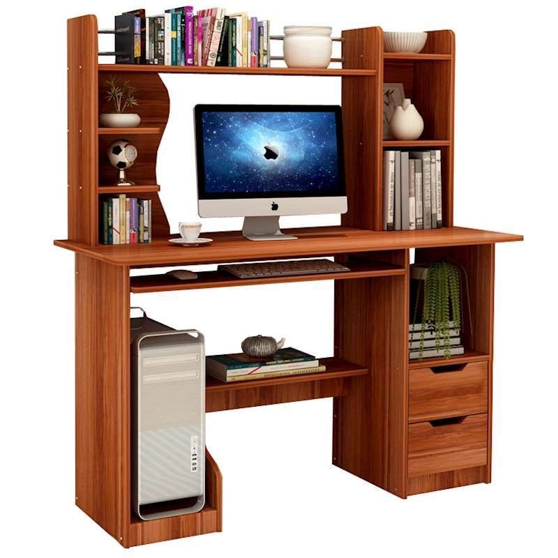 Expert Computer Desk Workstation with Shelf & Cabinet (Walnut)