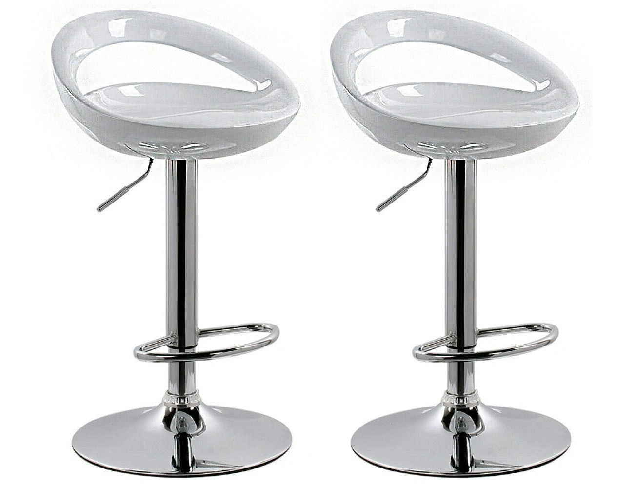 2 x Envy High Gloss Designer Bar Stools (WHITE - Set of 2)