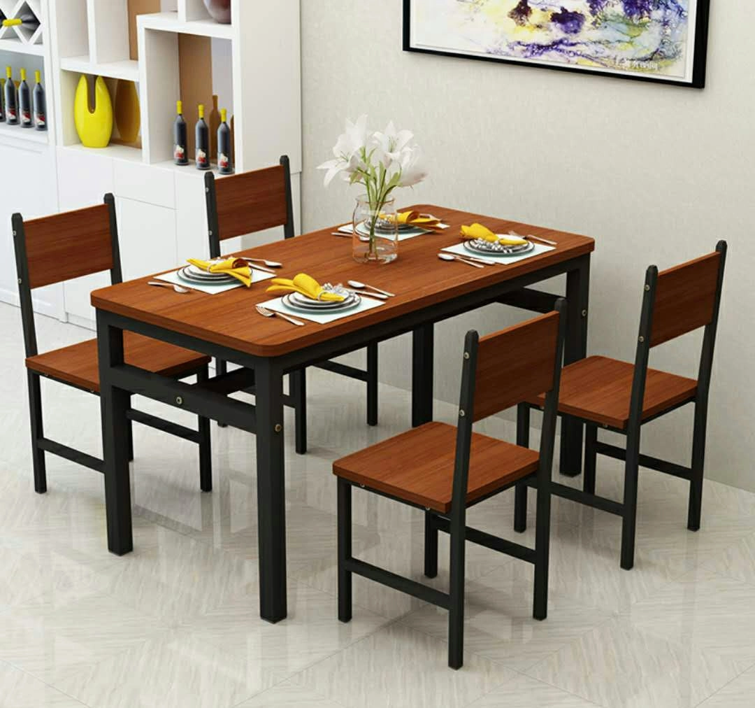 5-Piece Set Apollo Wood and Steel Dining Table & Folding Chairs (Walnut & Black) (Copy)