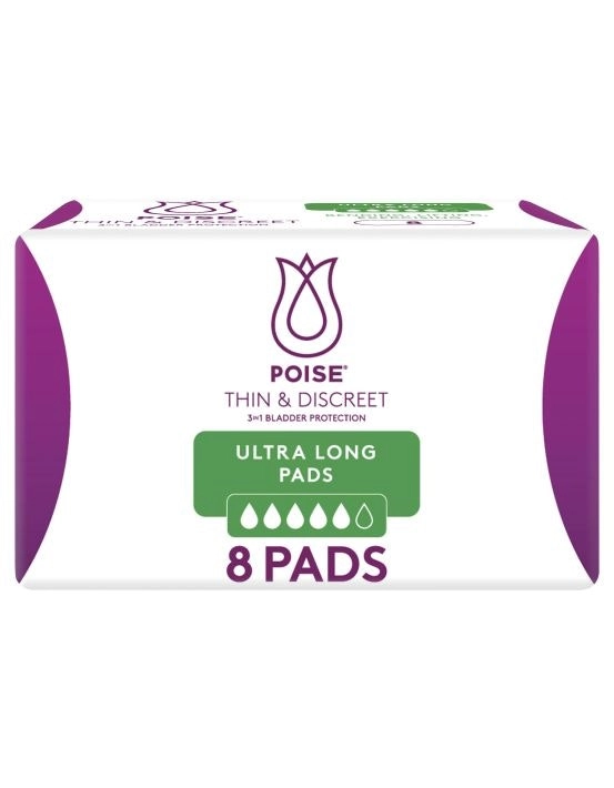 Poise Thin & Discreet Ultra Long Pads 8 Pack