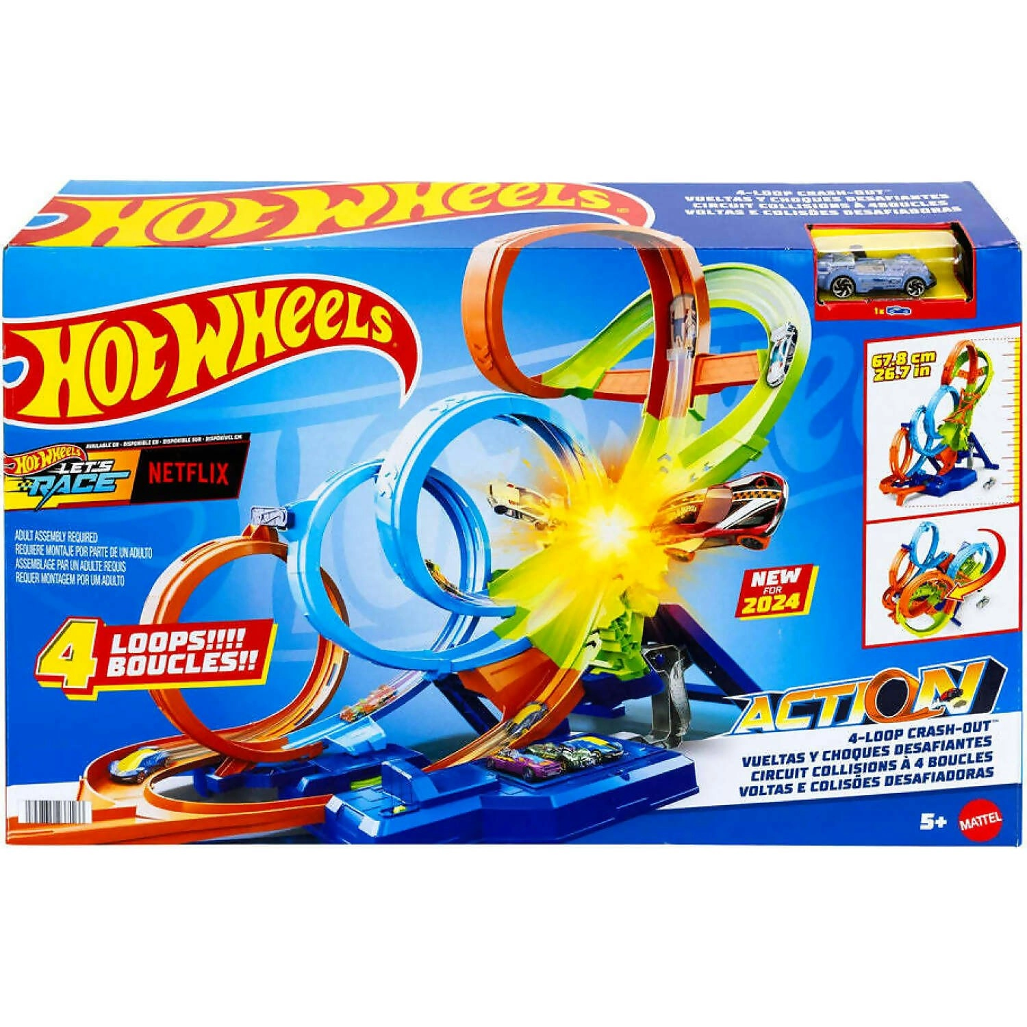 Hot Wheels - Action 4 Loop Crashout Trackset - Mattel