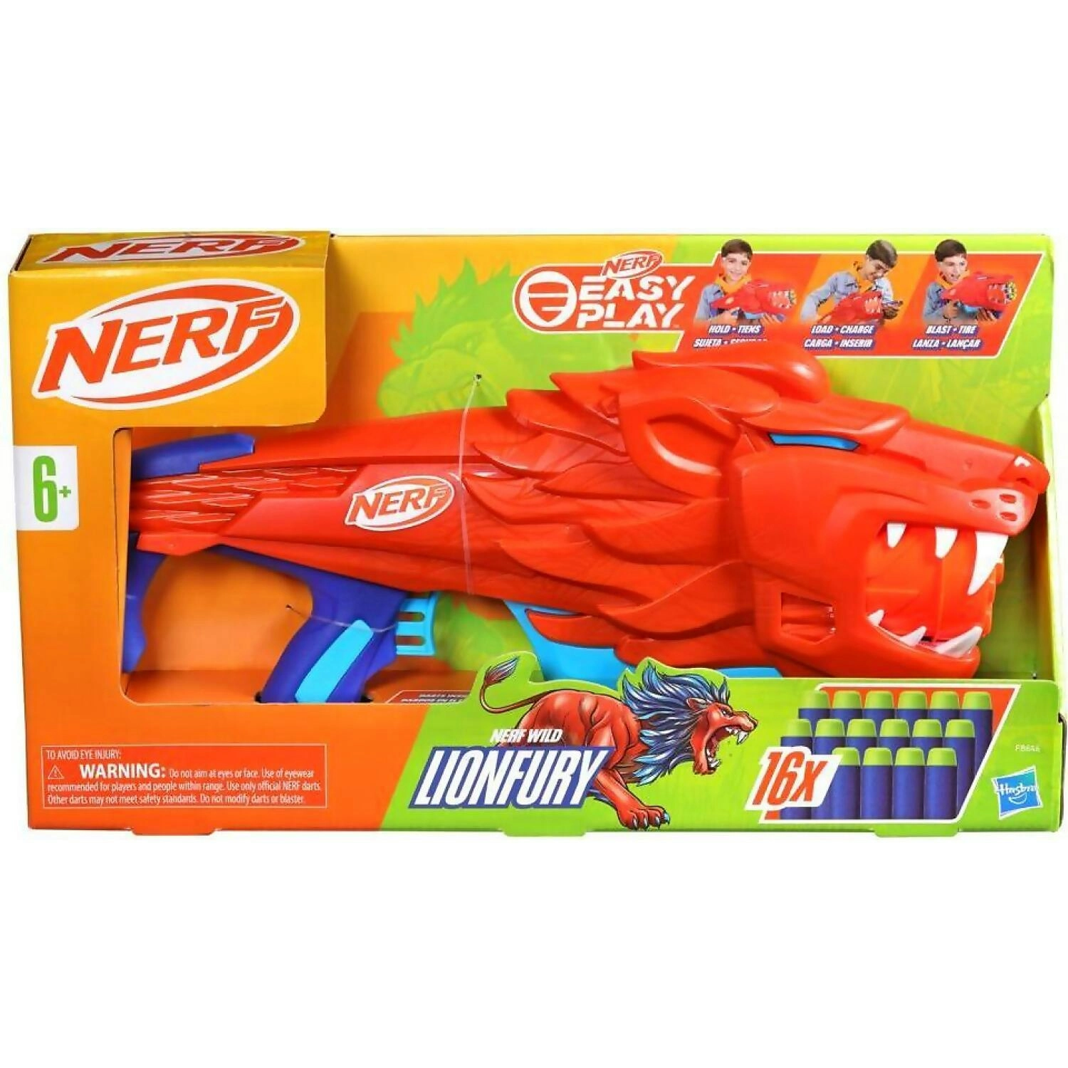 Nerf - Junior Wild Lionfury Easy Play Dart Blaster With 16 Nerf Elite Darts - Hasbro