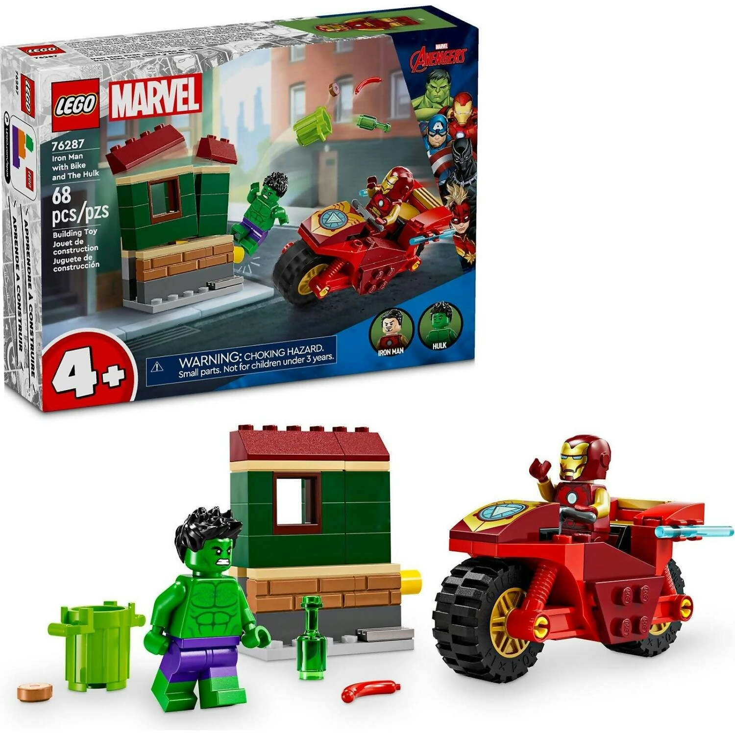 LEGO 76287 Iron Man with Bike and The Hulk - Marvel Superheroes 4+