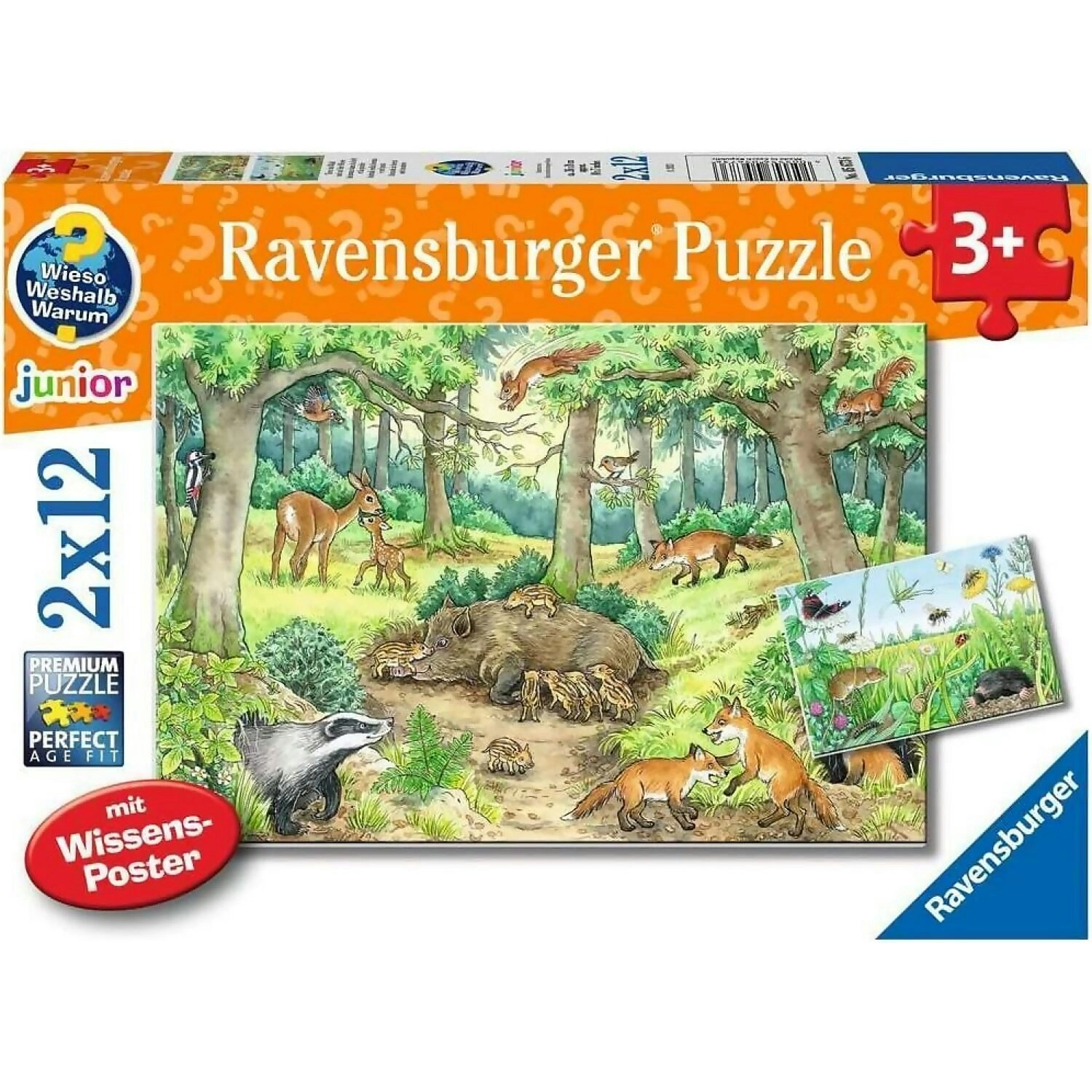 Ravensburger - Animals In The Forest And On The Meadow Jigsaw Puzzle 2 X 12pc