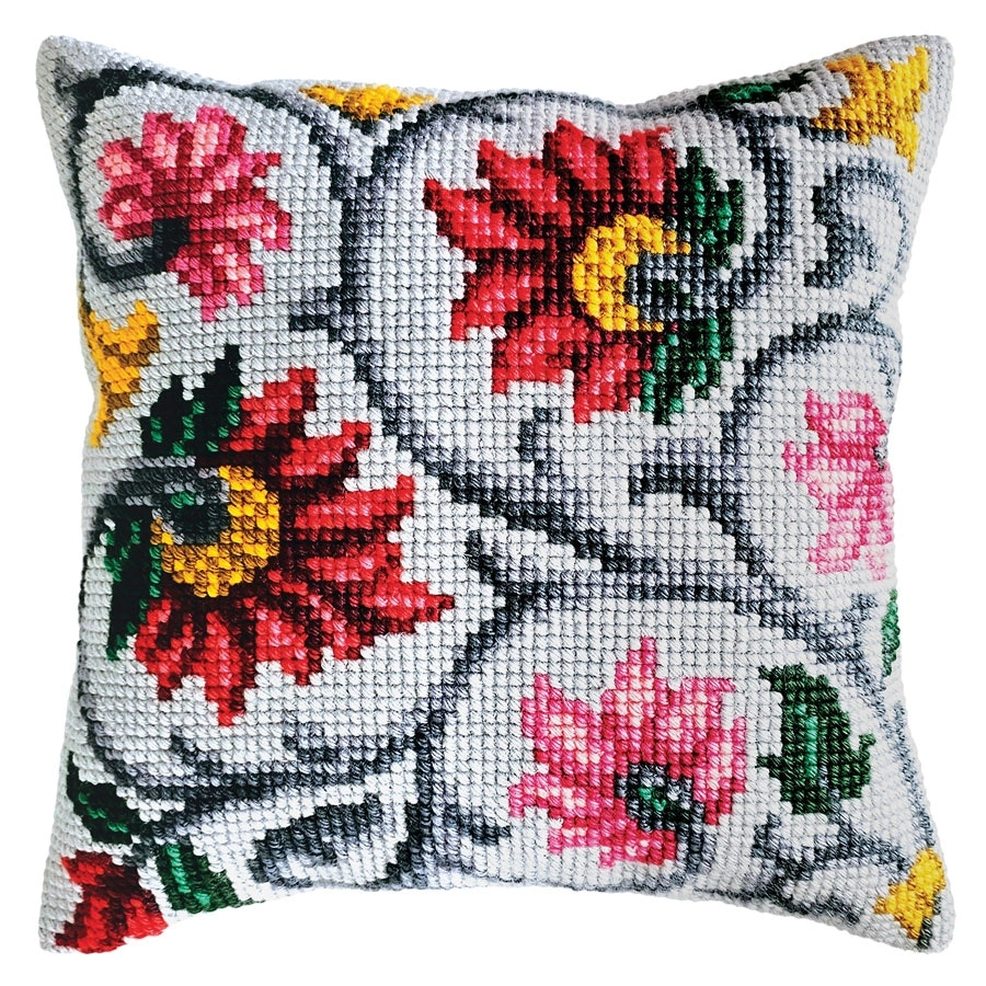 Jacobean Needlepoint Cushion- Needlework