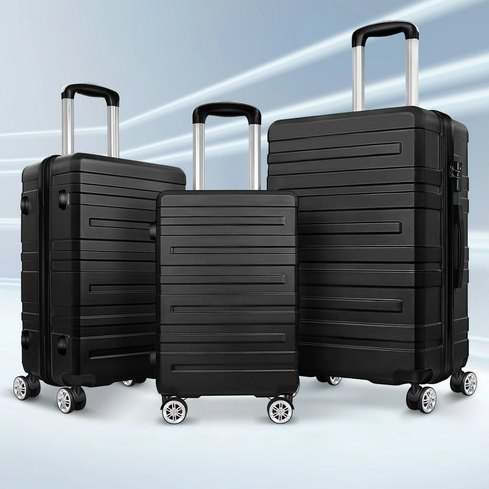 Alfordson 3PCS Luggage Suitcase Trolley Set Hard Case Travel Storage TSA Lock Hero Black