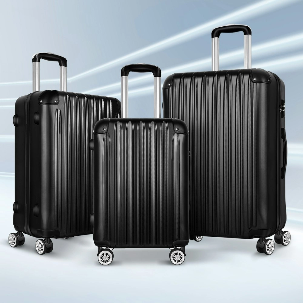 Alfordson 3PCS Luggage Suitcase Trolley Set Hard Case Travel Storage TSA Lock Voyage Pro Black