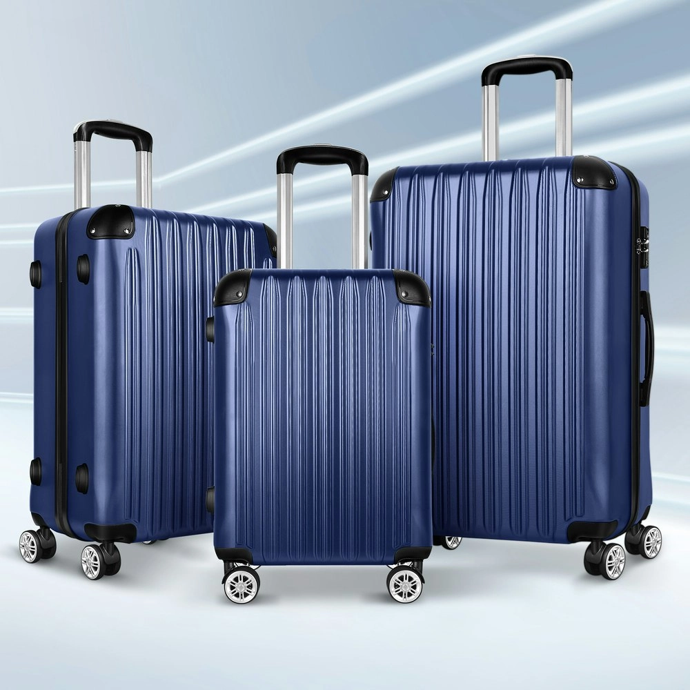 Alfordson 3PCS Luggage Suitcase Trolley Set Hard Case Travel Storage TSA Lock Voyage Pro Navy